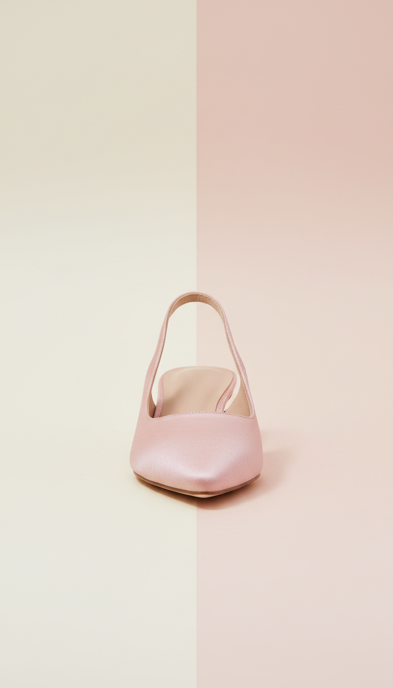 Slingback talon rose voilé satiné
