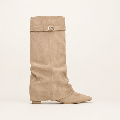 Bottes à bout pointu et talon compensé pour femmes