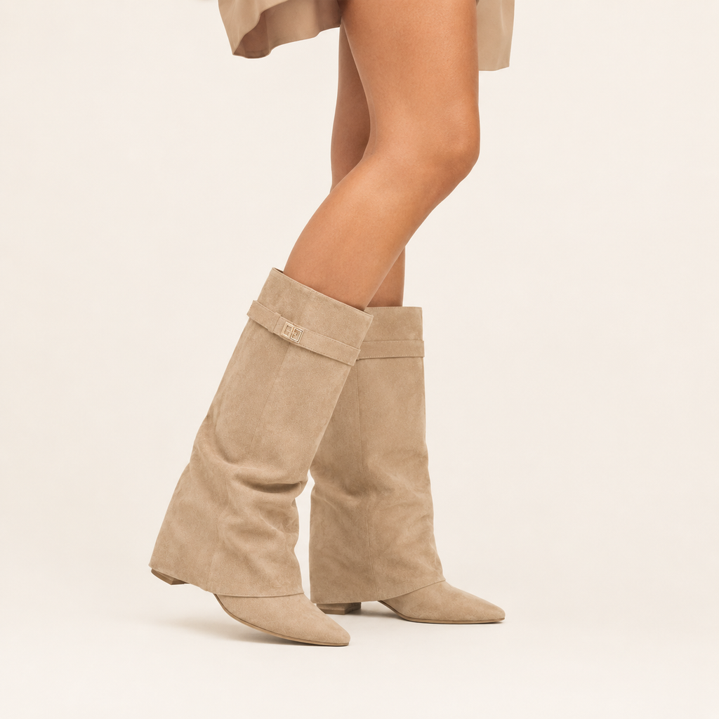 Bottes à bout pointu et talon compensé pour femmes