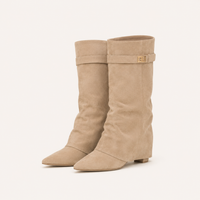 Bottes à bout pointu et talon compensé pour femmes