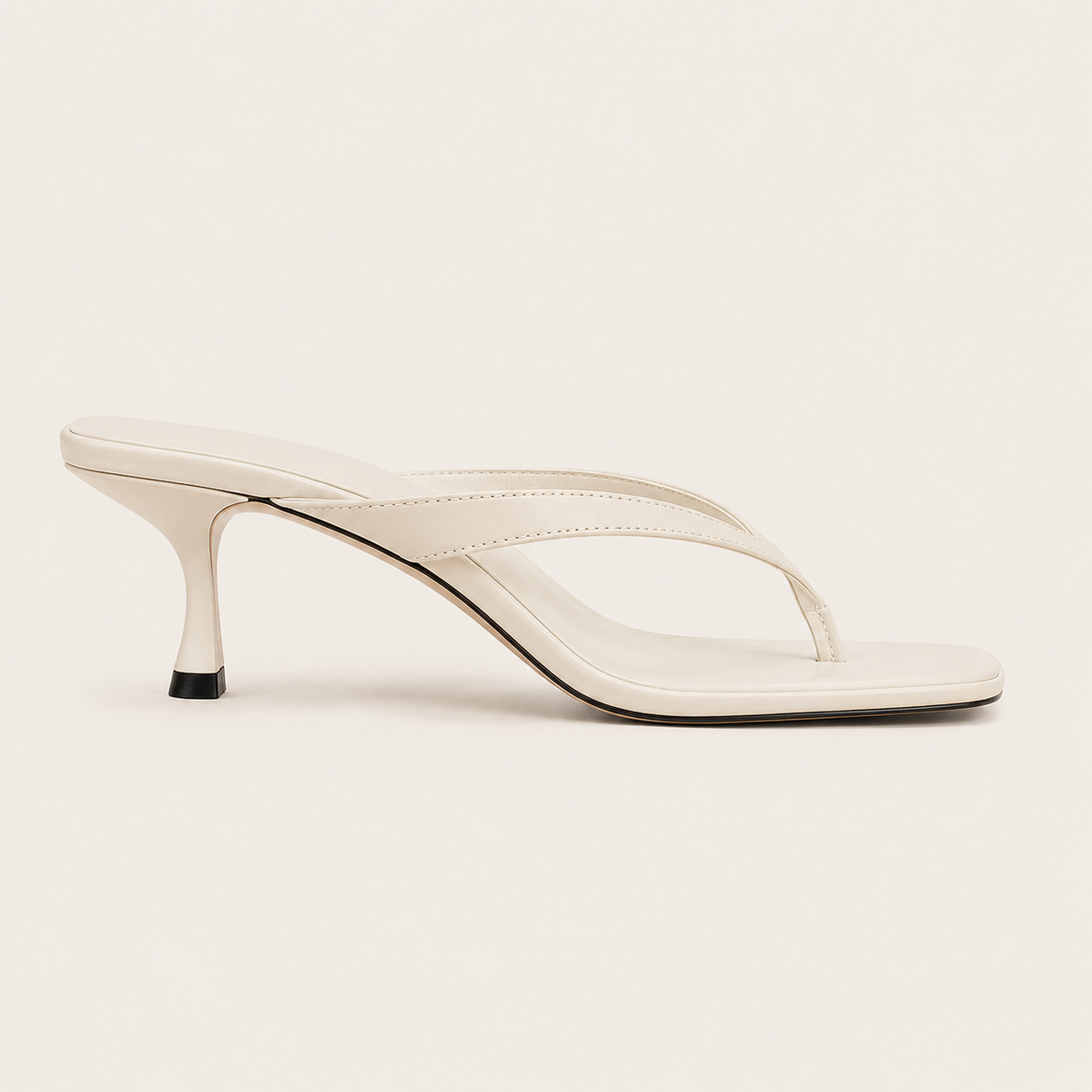 Kitten heels blanches à bout carré femme