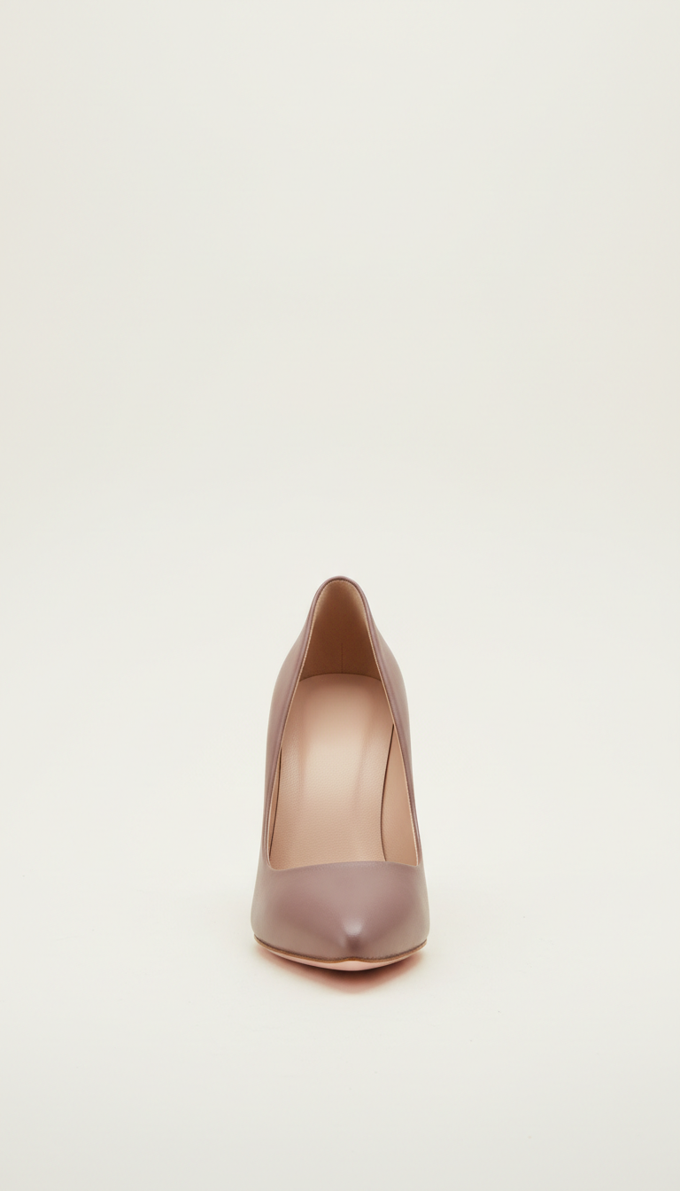Escarpin stiletto cuir mauve poudré