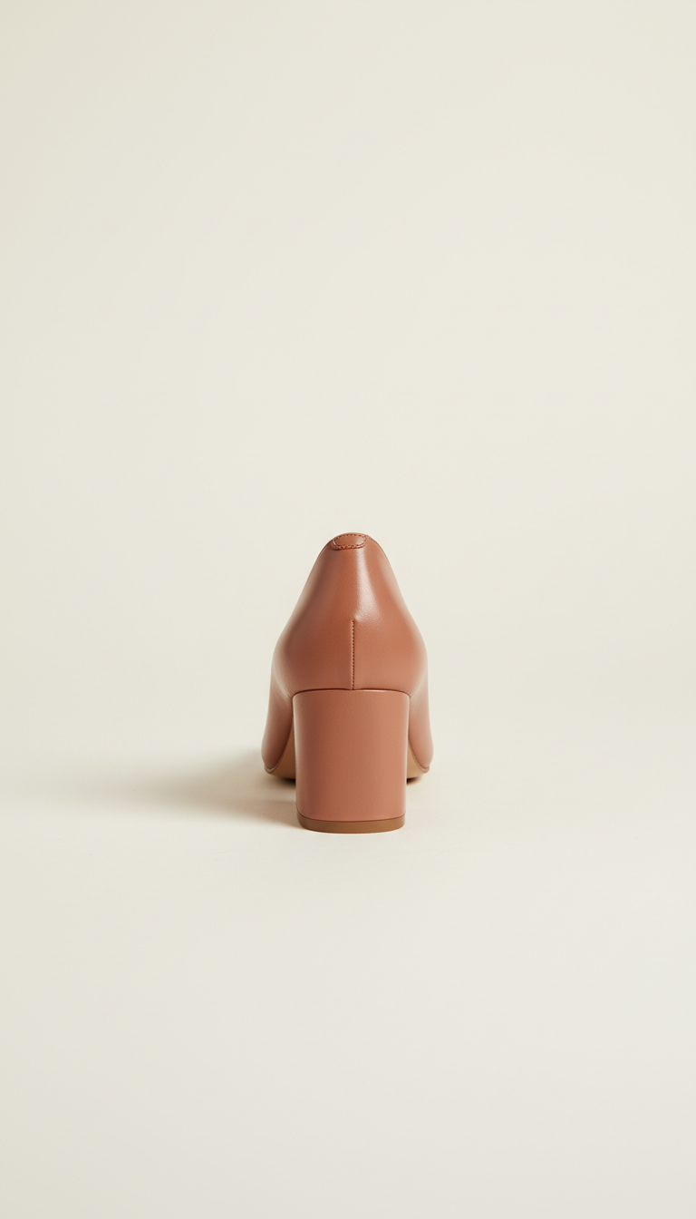 Escarpin bloc en brun rosé texturé